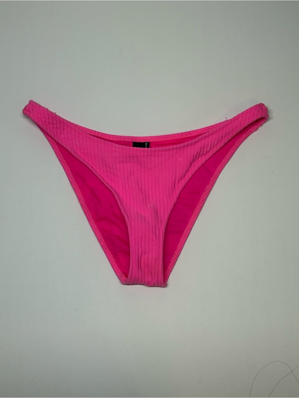 Triangl Ribbed High Cut Bikini Bottom - Hot Pink